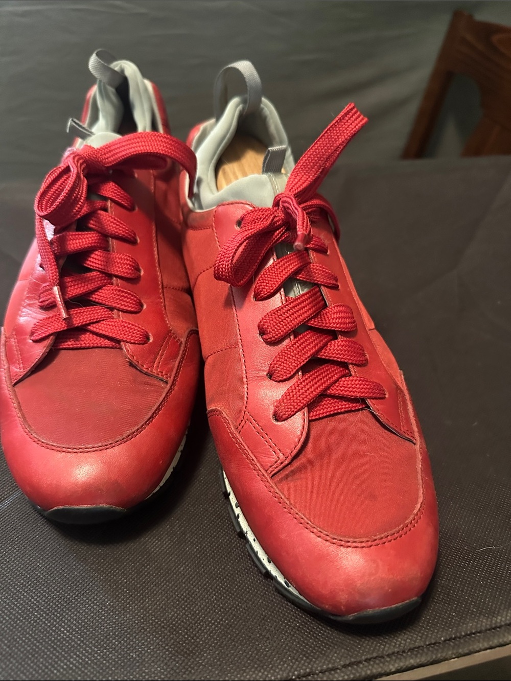 Prada Red Leather Men's Sneakers